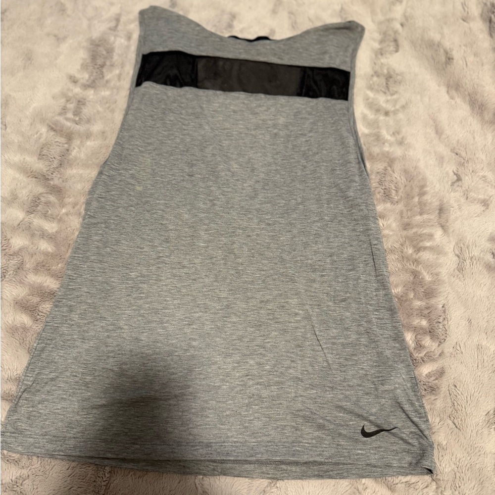 Nike Gray Sleeveless Tank with Black Mesh Detail